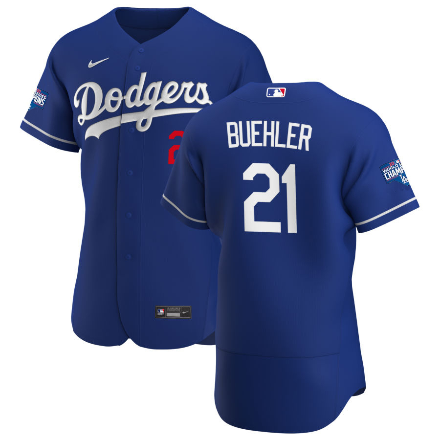 Los Angeles Dodgers #21 Walker Buehler Men Nike Royal Alternate 2020 World Series Champions Authentic Player MLB Jersey->los angeles dodgers->MLB Jersey